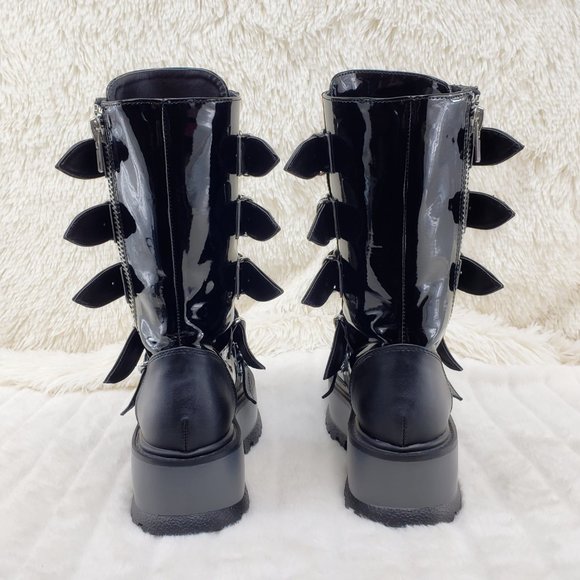 Slacker Goth Punk Platform Triangle Details Mid Calf Boots 160 - Picture 7 of 12
